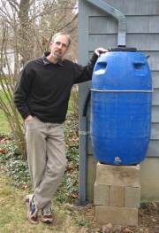 Rain Barrel in Backyard