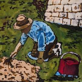 Batik of neighbor gardening